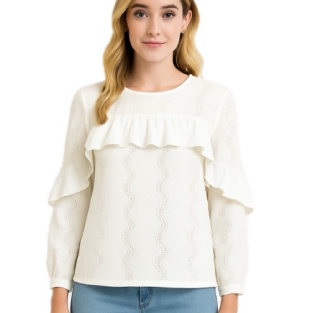 Simply Vera Wang eyelet ruffle top small NWT